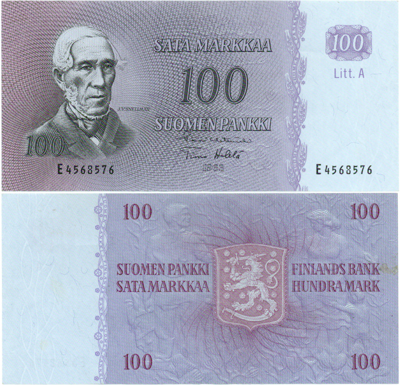 100 Markkaa 1963 Litt.A E4568576